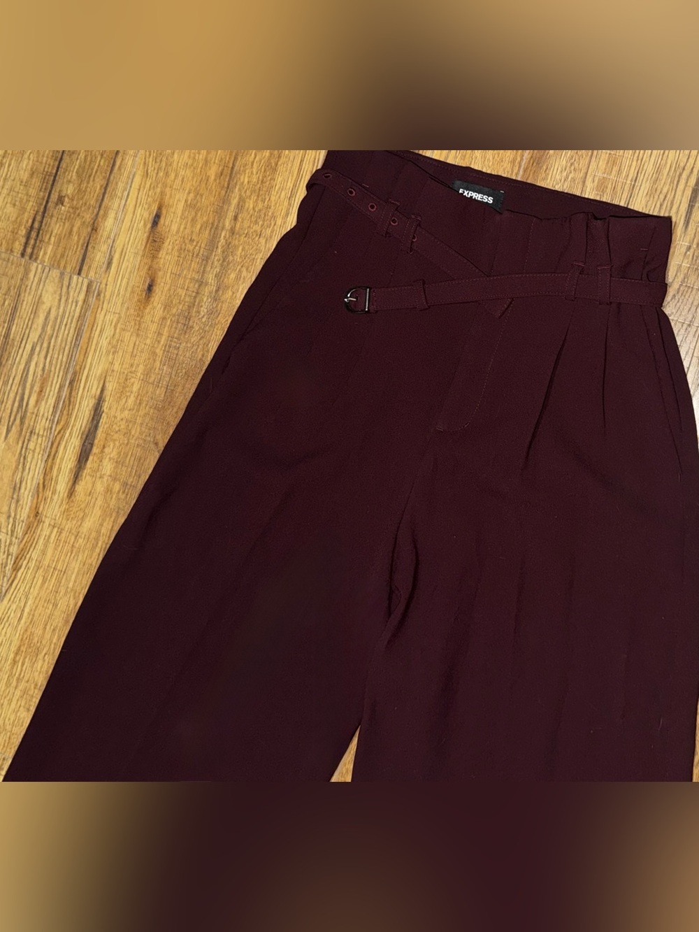 EXPRESS Women's High Waisted Wide Leg Pants Burgundy